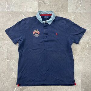 POLO RALPH LAUREN SHORT SLEEVE‎ POLO SHIRT MENS XL FLAG CREST CUSTOM SLIM FIT